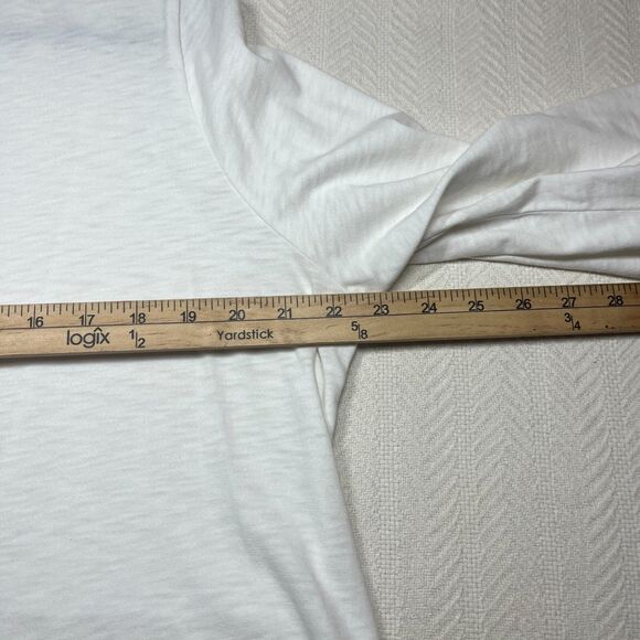 Soft Surroundings Blouse Large White Henley 4 Button Pullover Roll Tab Sleeve - Picture 8 of 10